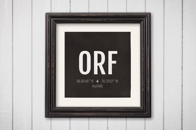 Norfolk Airport Code Print ORF Aviation Art Virginia Etsy