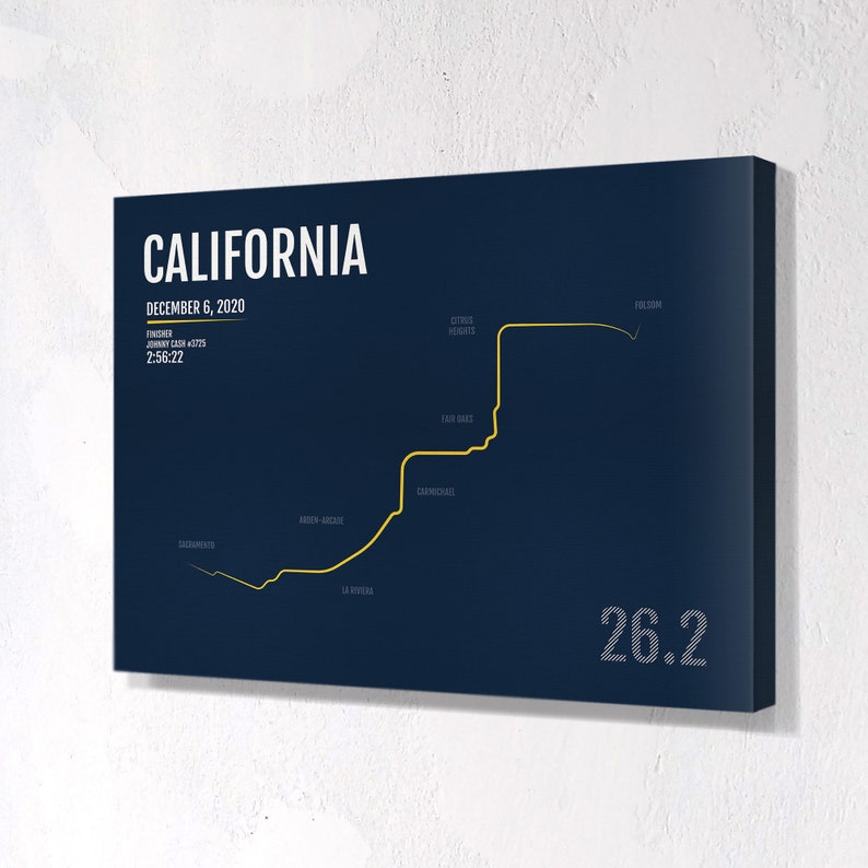 Marathon Map California International Marathon Print Runner Gift California Gift 2020 or 2019 Sacramento Marathon Personalized Poster
