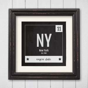 New York Print - Periodic Table New York Home Wall Art - Vintage New York Décor - Black and White - State Art Poster, Baby Nursery Gift