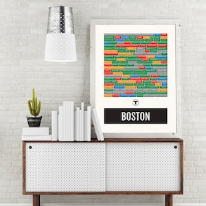 Boston Subway Print - T Transit Map - Vintage Poster, Boyfriend Gift, Husband Gift for Him, Wall Decor, Subway Sign, Transportation Art