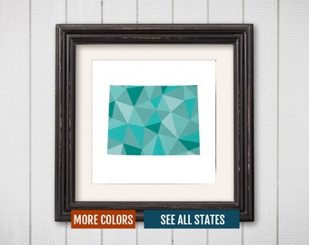 Wyoming State Map Print - Personalized Geometric Wall Art WY Colorful Abstract Poster, Minimal, Unique and Customized Triangle Decor