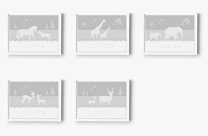 Buck Nursery Art Gray Woodland Nursery Decor Customized Baby Etsy