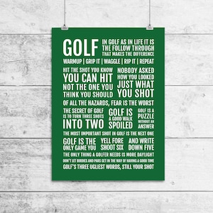 Golf Manifesto Print - Golf Gift for Men or Women, Motivational Golfer Quotes, Golf Lover Motivation Poster, Golfing Art, Golf Decor, Art