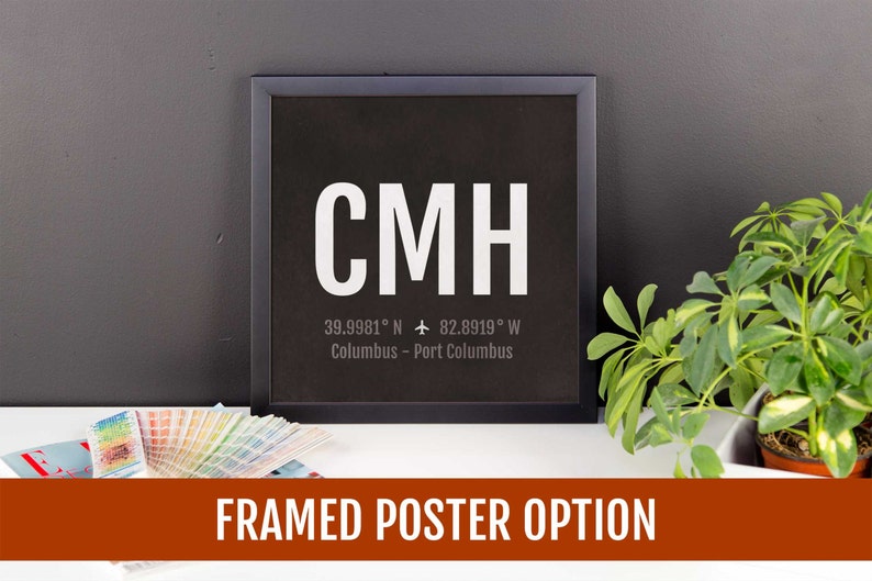 Columbus Airport Code Print CMH Aviation Art Ohio Airplane Etsy