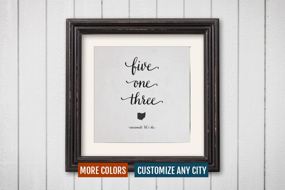 Cincinnati 513 Area Code Print Ohio Typography Poster - Etsy