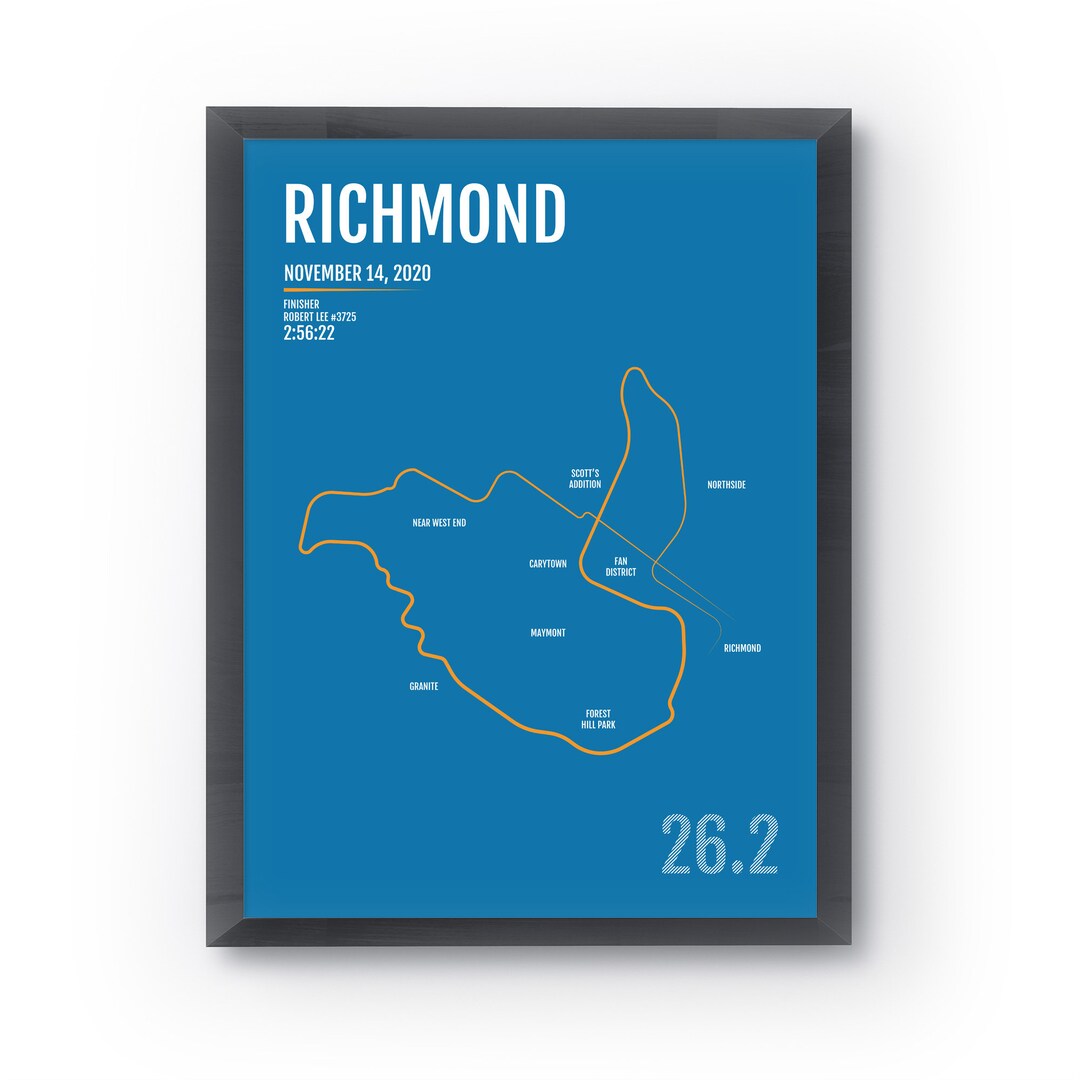 Richmond Marathon Print Personalized for ANY Year, Marathon Map, Runner Gift, Running, Gifts