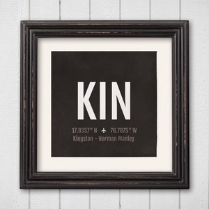 Kingston Airport Code Print - KIN Aviation Art - Jamaica Airplane Nursery Poster, Wall Art, Decor, Travel Gifts, Aviation Gifts