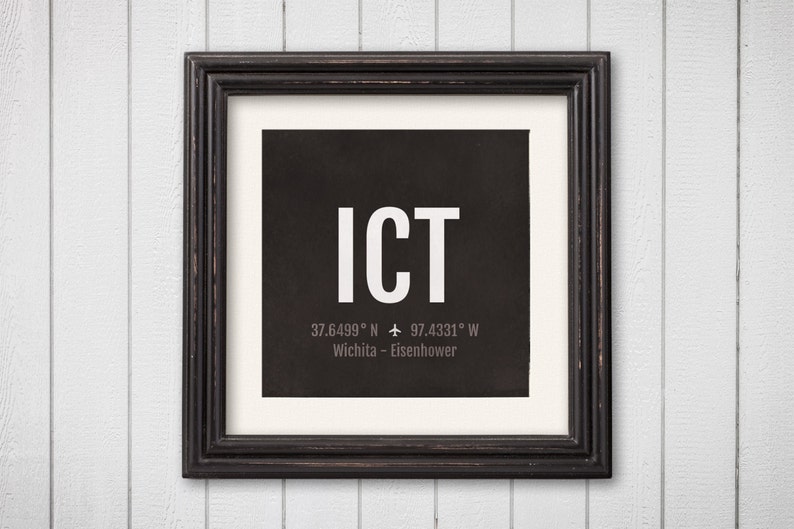 Wichita Airport Code Print ICT Aviation Art Kansas Etsy