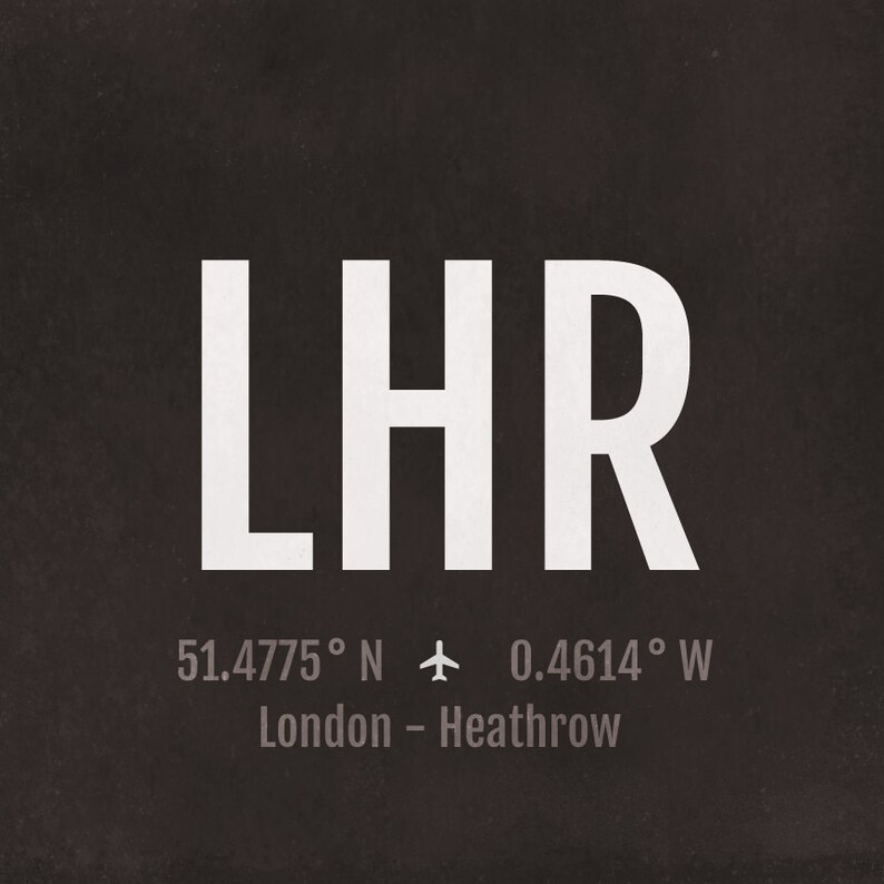 London Heathrow Airport Code Print LHR Aviation Art UK Etsy