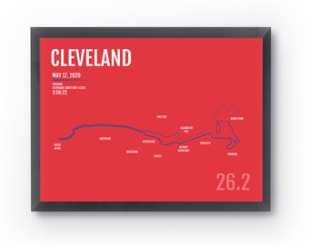 Cleveland Marathon Print - Personalized for ANY Year, Cleveland Personalized Poster, Marathon Map, Runner Gift, Gifts for Runner