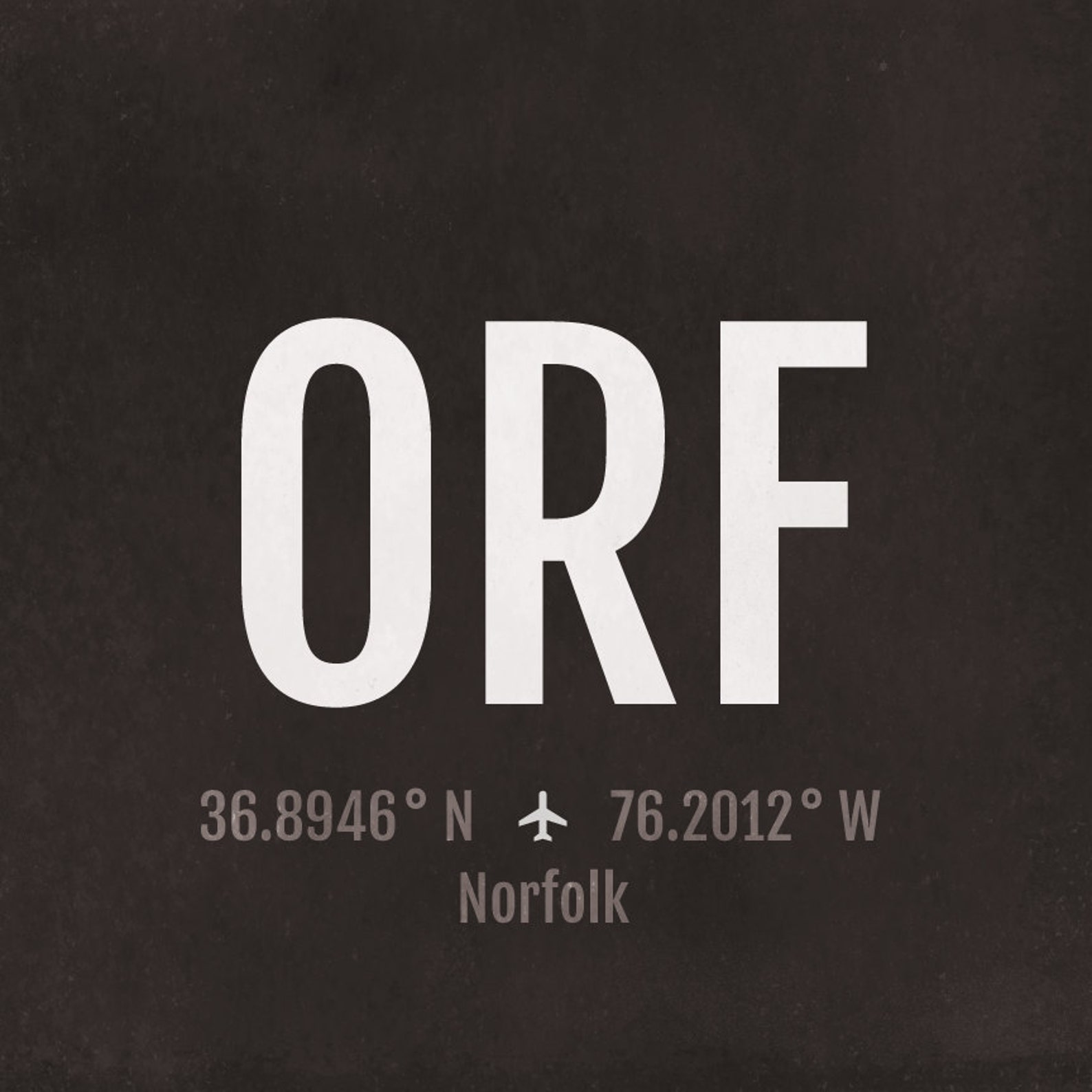 Norfolk Airport Code Print ORF Aviation Art Virginia Etsy