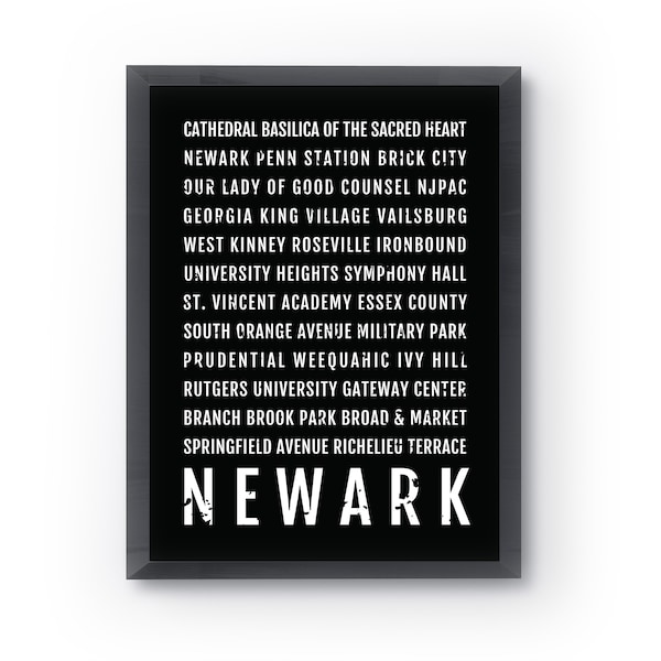 Newark Print, Newark Subway Sign Poster, New Jersey Wall Art, Décor, Canvas, Gift, Bus Scroll, Typography, Minimal, Custom, Personalized