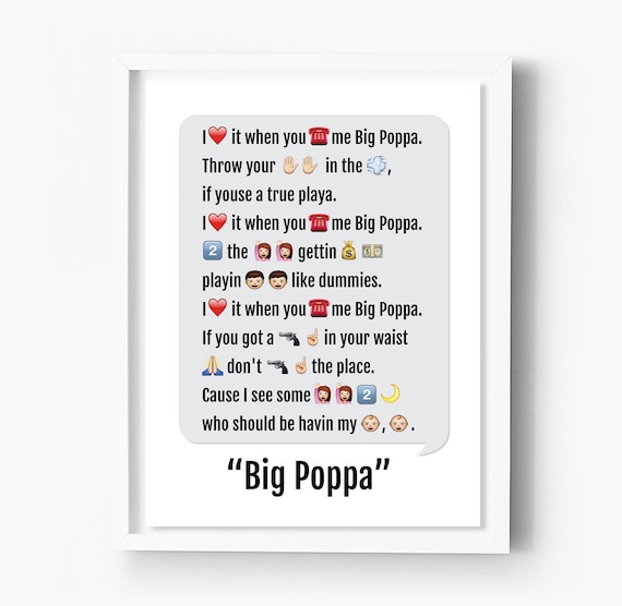 Notorious Big Print Emoji Art Big Poppa Rap Lyrics Hip Hop Etsy
