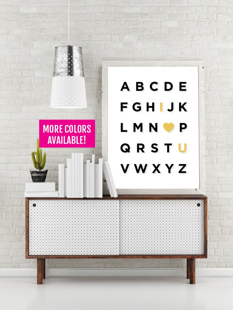 Gold Nursery Art Modern ABC Nursery Print Black and Gold Etsy