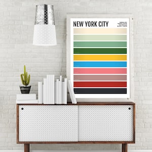 New York City Minimalist Print - NYC Minimal Poster - Wall Art, Apartment Décor, Abstract Illustration, Boyfriend Gift, Husband Gift, Spring