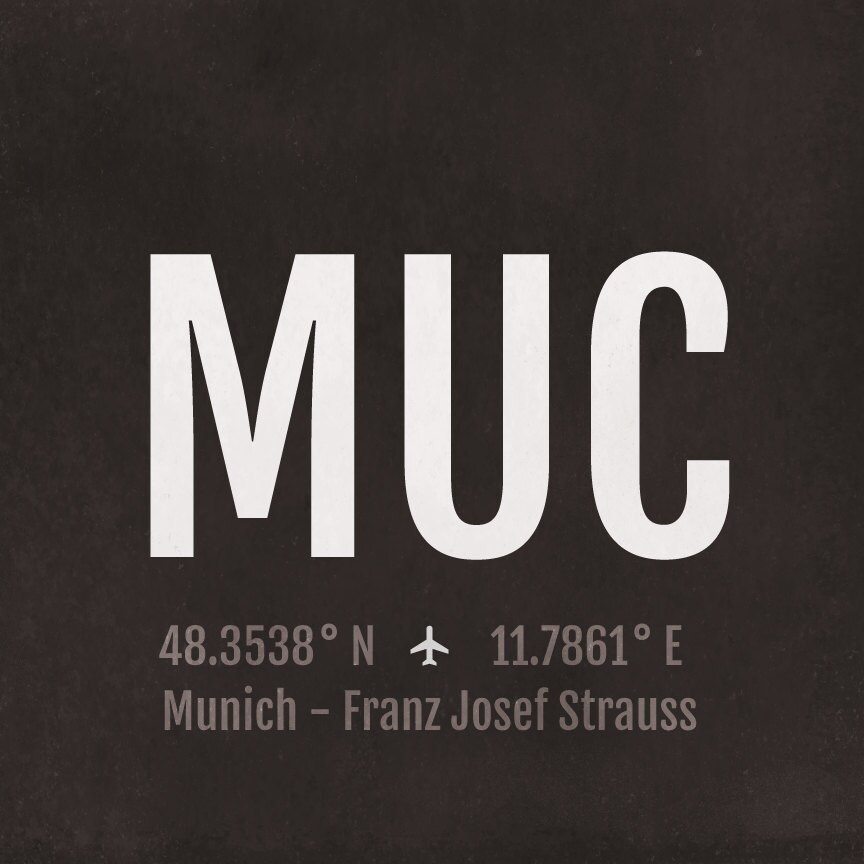 Munich airport code print muc aviation art germany etsy