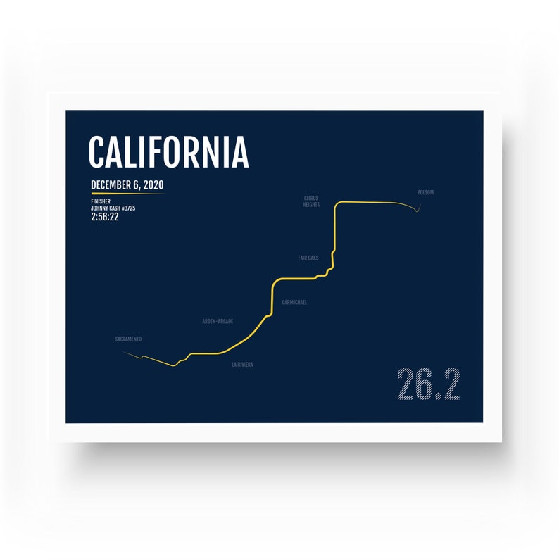 Marathon Map California International Marathon Print Runner Gift California Gift 2020 or 2019 Sacramento Marathon Personalized Poster