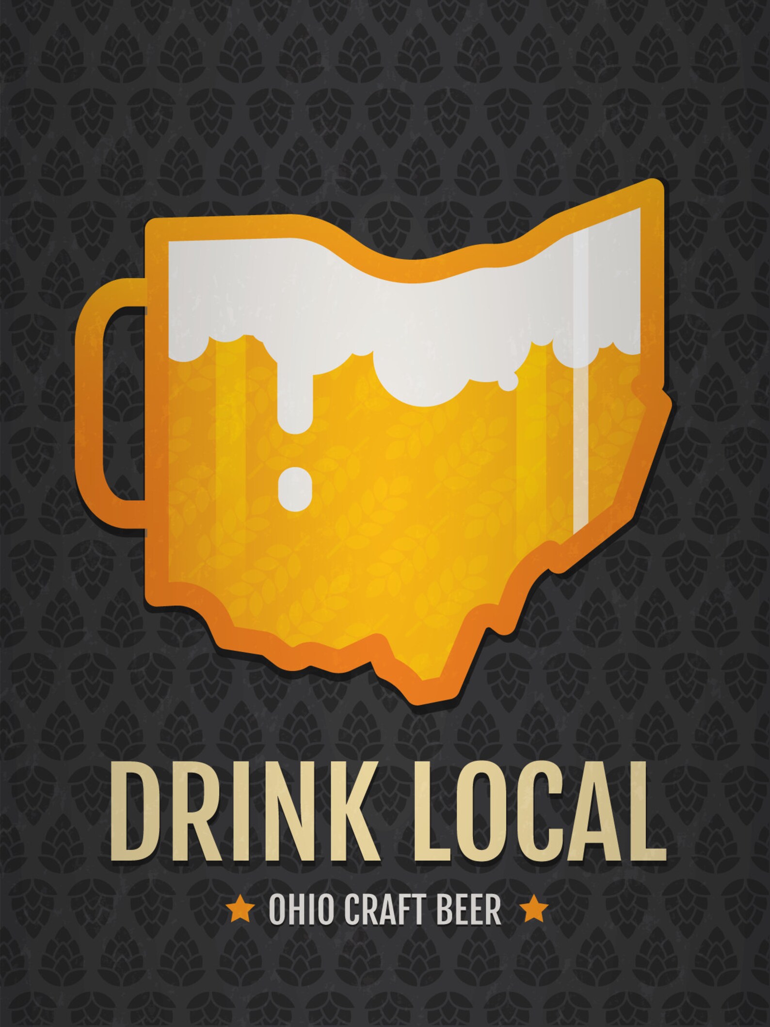 Ohio Beer Print Map OH Drink Local Craft Beer Sign Vintage Etsy