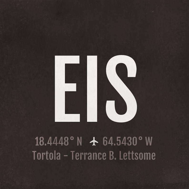 Tortola Airport Code Print EIS Aviation Art British Virgin Etsy