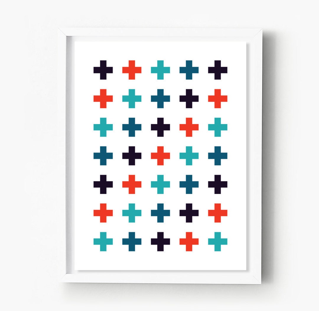 Plus Sign Print, Scandinavian Cross Poster, Swiss Cross Minimalist Art ...