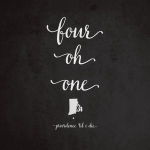 Providence 401 Area Code Print Rhode Island Typography Poster