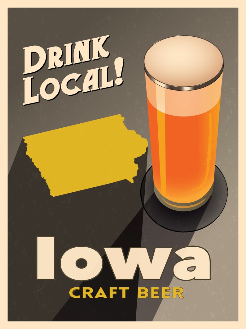 Iowa Beer Print Map IA Drink Local - Il 794xN.1785235382 Eea2