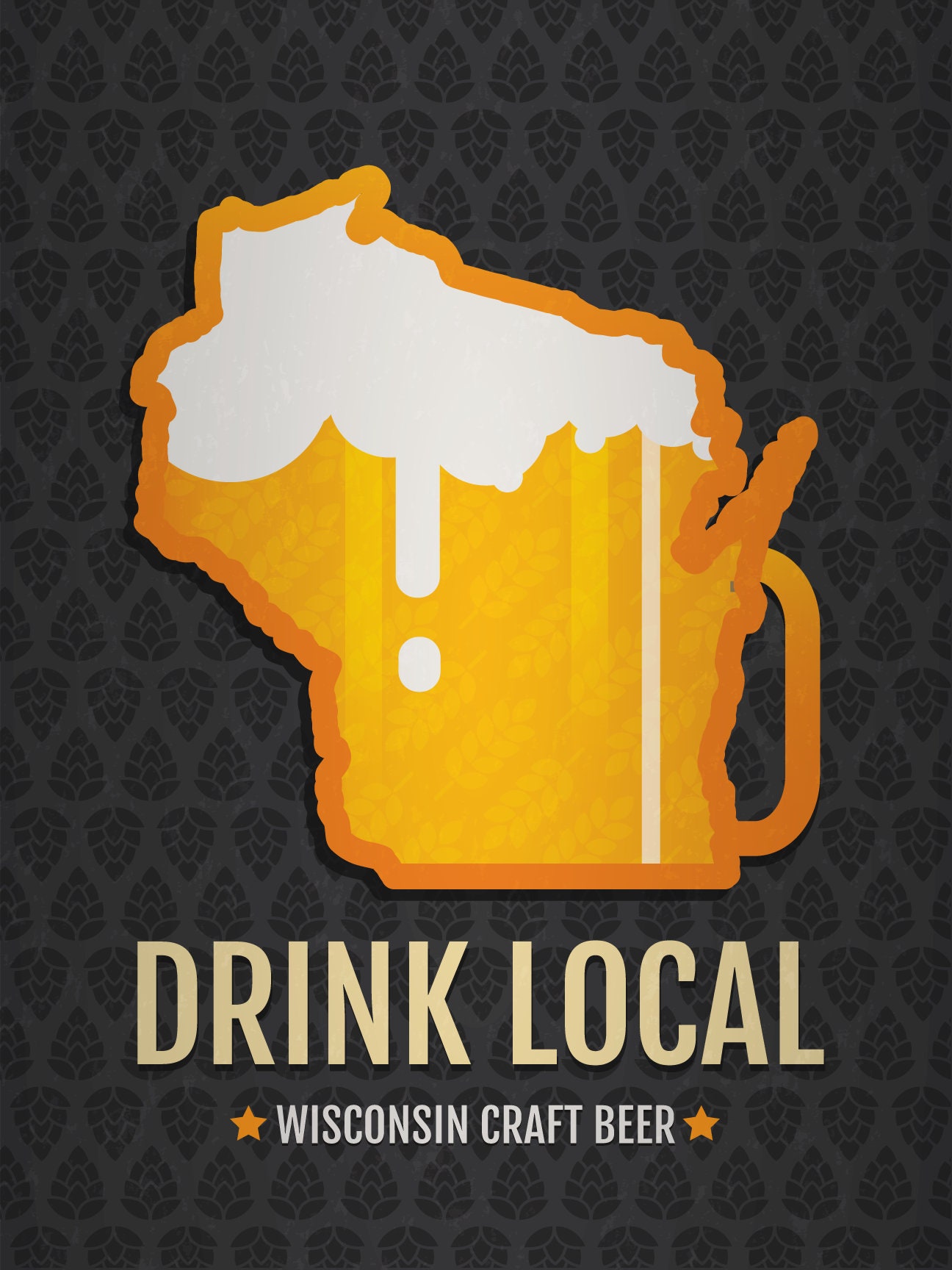 Wisconsin Beer Print Map WI Drink Local Craft Beer Sign - Etsy