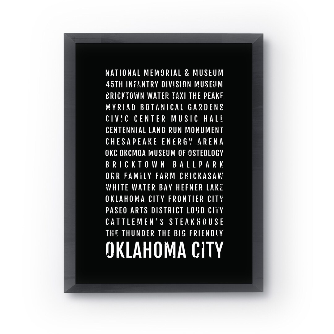 Oklahoma City Print, OKC Subway Sign Poster, Okc Wall Art, Decor, Canvas, Gift, Bus Scroll