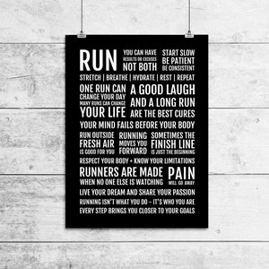 Runner's Manifesto Print - Running Gift for Women of Men, Motivational Running Quotes, Runner Motivation Poster, Marathon Runner Gifts, 26.2