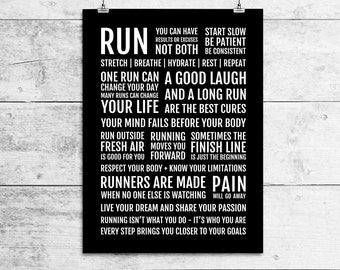 Runner's Manifesto Print - Running Gift for Women of Men, Motivational Running Quotes, Runner Motivation Poster, Marathon Runner Gifts, 26.2