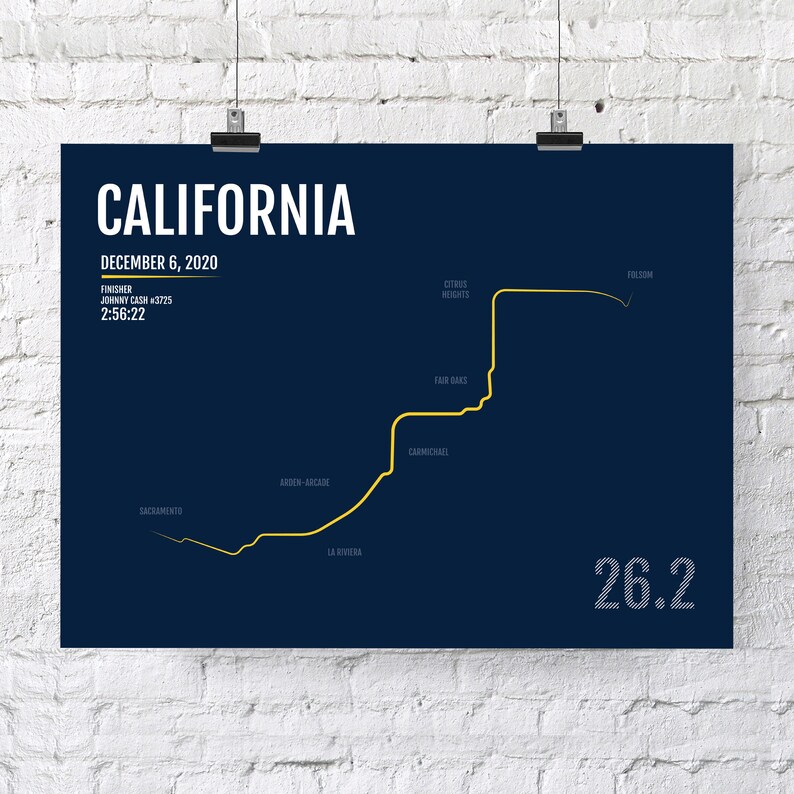 Marathon Map California International Marathon Print Runner Gift California Gift 2020 or 2019 Sacramento Marathon Personalized Poster