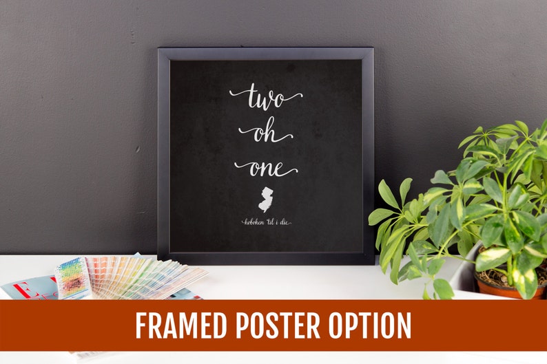 Hoboken 201 Area Code Print New Jersey Typography Poster Etsy