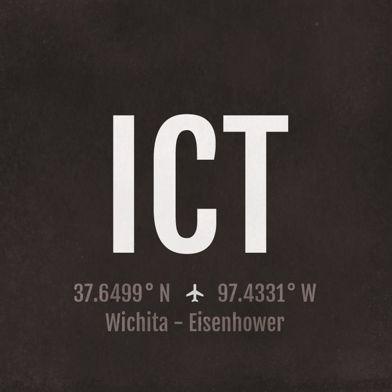 Wichita Airport Code Print ICT Aviation Art Kansas Etsy