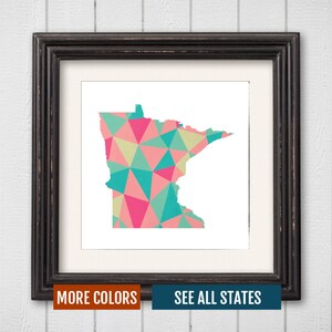 Minnesota State Map Print Personalized Geometric Wall Art MN - Etsy