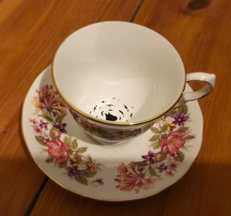Harry Potter inspired grim floral cup and saucer