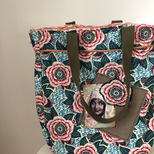 Sac Cabas Dahlia avec dame au chapeau