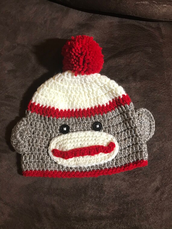 Crochet sock monkey hat