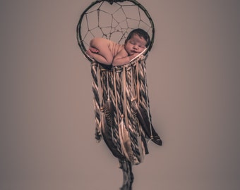 This Week Sale Only! Beautiful Native American Dream Catcher, Newborn Photography, Baby Prop, Includes Tieback with Feathers, Dreamcatcher