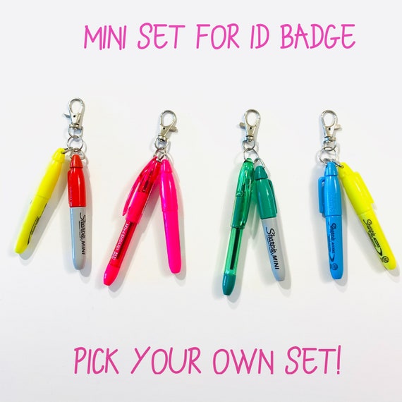 Mini Set for ID Badge/ Mini Pen/ Mini Sharpie/ Mini Highlighter/ Lanyard  Mini Pen/ Badge Reel Accessory -  Canada