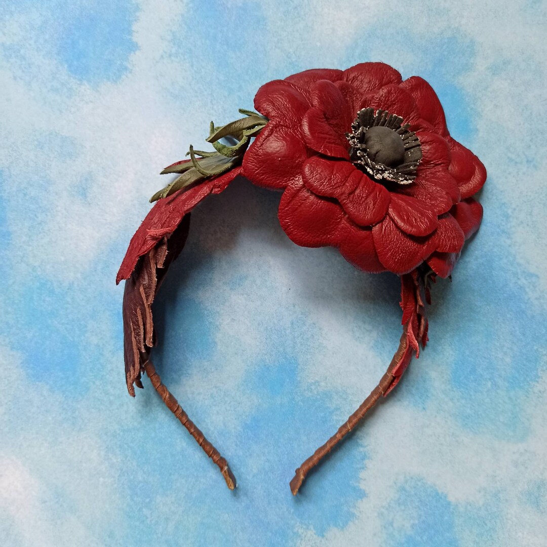 Hair Hoop Red Poppy Poppy Headband Hair Hoop With Poppy Hair Etsy