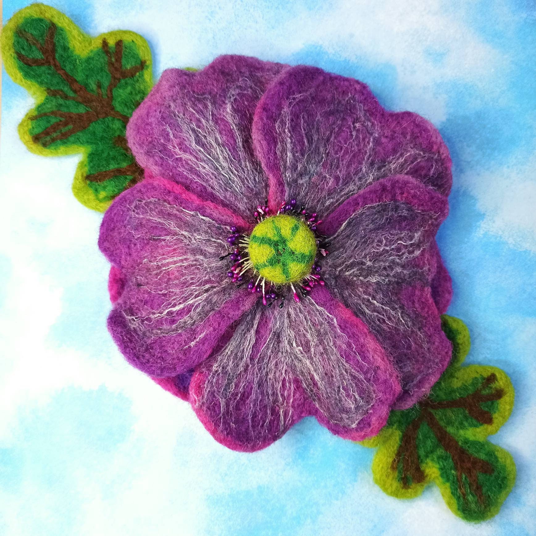 Felt Poppy Brooch Felted Purple Flower Corsage Pin Brooch Etsy