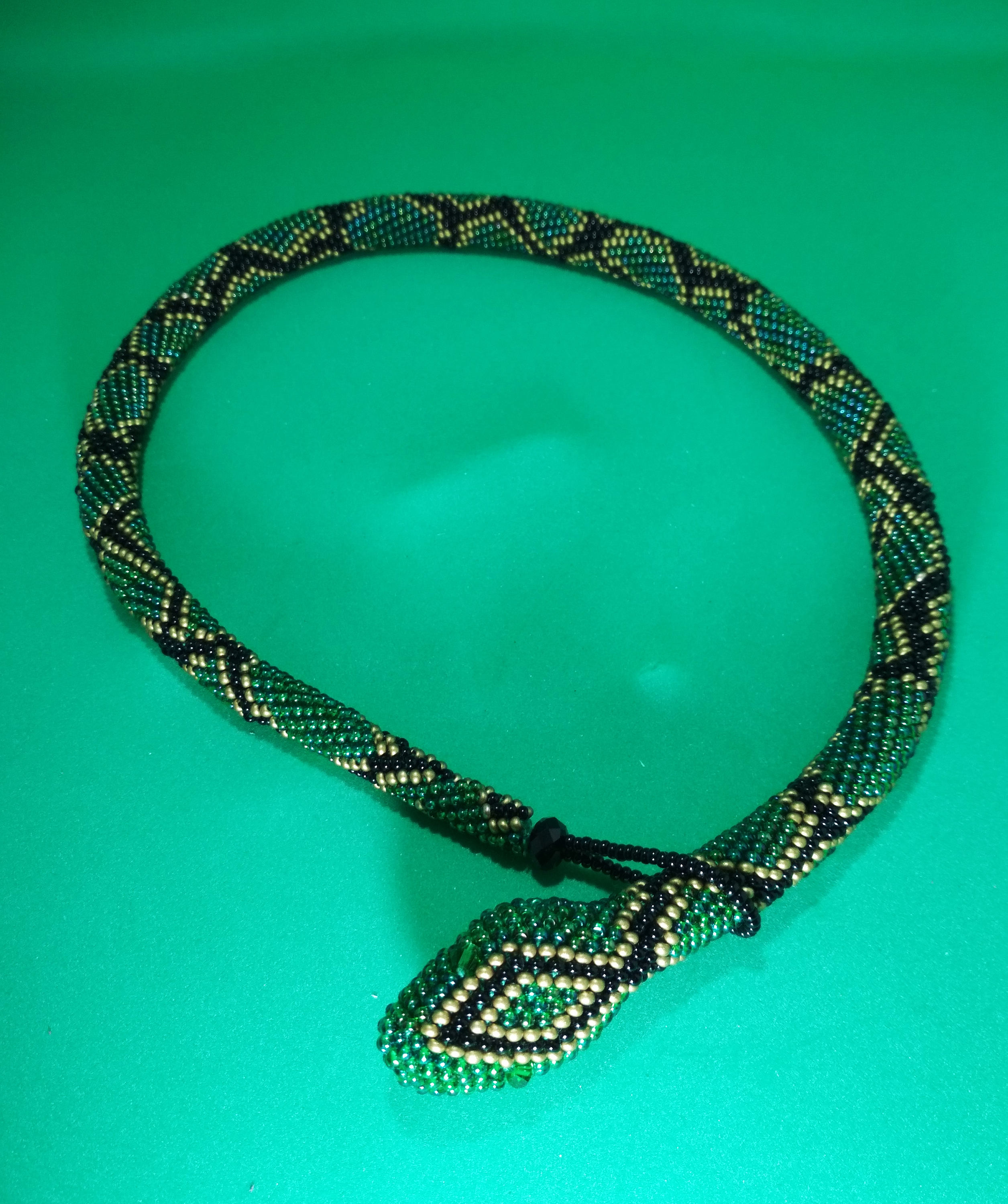 Snake Necklace Beaded Rope Emerald Green Snake Necklace | Etsy