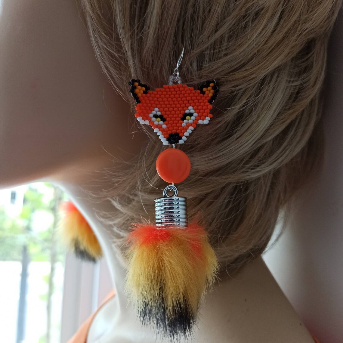 Fox Beads Earrings Summer Beads Earrings Fox Red Fox Beads Etsy UK