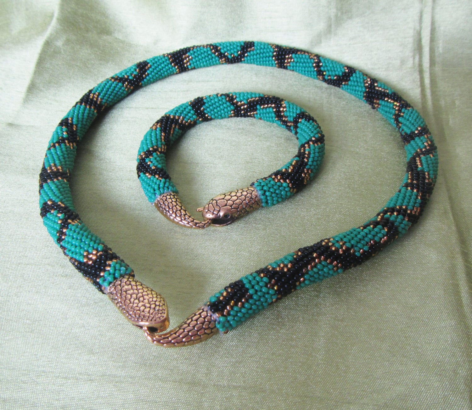 Snake necklace seed Beads rope snake beaded necklace snake Etsy