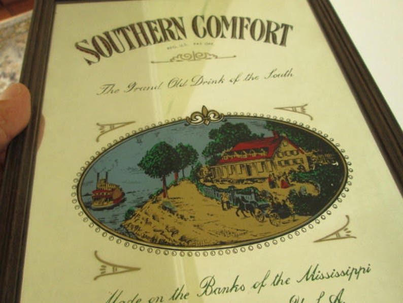 Southern Comfort Advertising Mirror Vintage Wooden Framed Pub Etsy