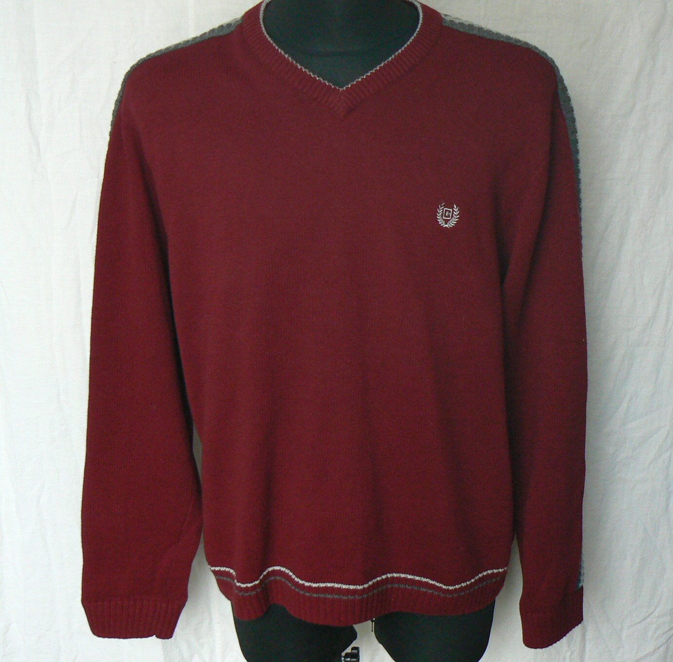 Chaps Mens Mans Burgundy Cotton V Neck Sweater Size L G Made Etsy