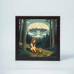 Mushroom Cloud Digital Poster | Dark Humor Anime Forest Wall Art | Atomic Explosion Satirical Print | Funny Apocalypse Meme Poster