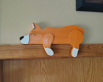 Corgi Door Sitter, Corgi Shelf Sitter Home Decor, Gift for Corgi Lover, Pembroke Welsh Corgi Handmade/HandPainted