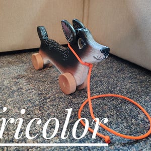 Handmade Pembroke Corgi Dog Pull Toy: Wooden Children's Toy HandPainted image 3