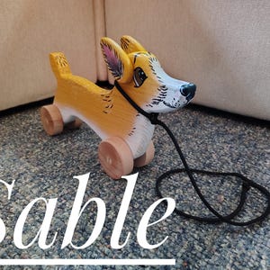 Handmade Pembroke Corgi Dog Pull Toy: Wooden Children's Toy HandPainted image 4